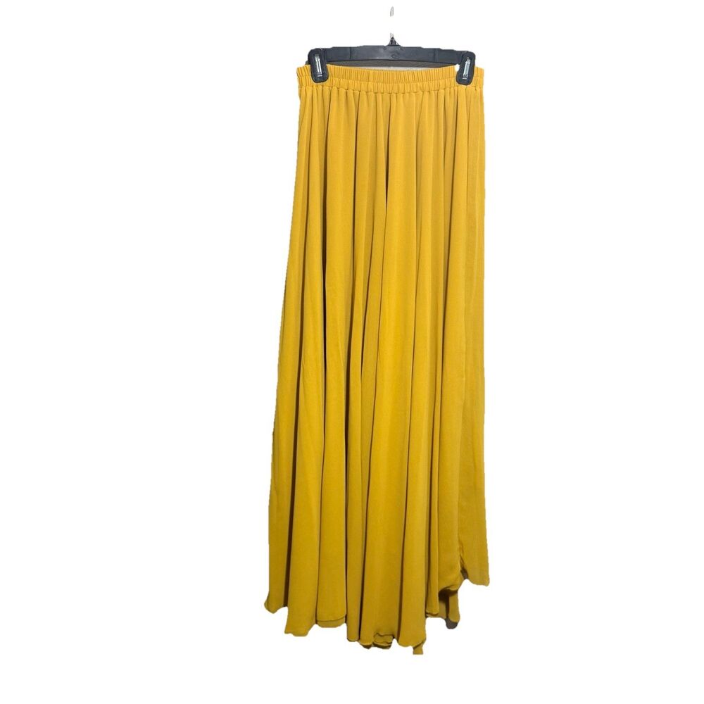 Melansay Triple Layer Mustard Yellow Chiffon Skirt & Belt/Scarf Size XL